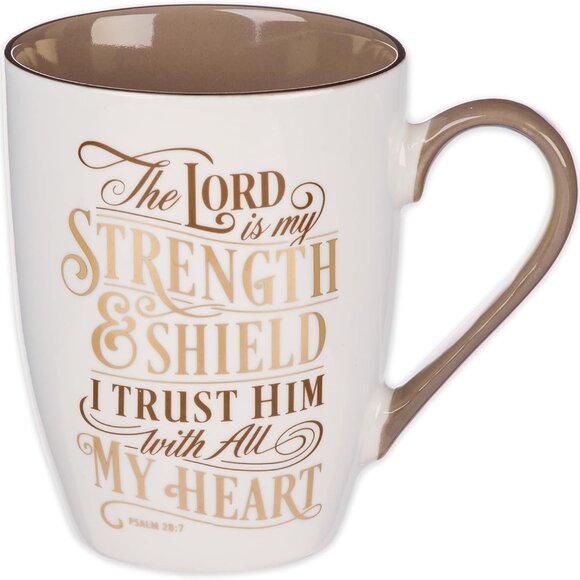 Caramel Brown Ceramic Coffee Mug – 12 oz. Lead and Cadmium-free Inspirational Sc - Picture 1 of 6